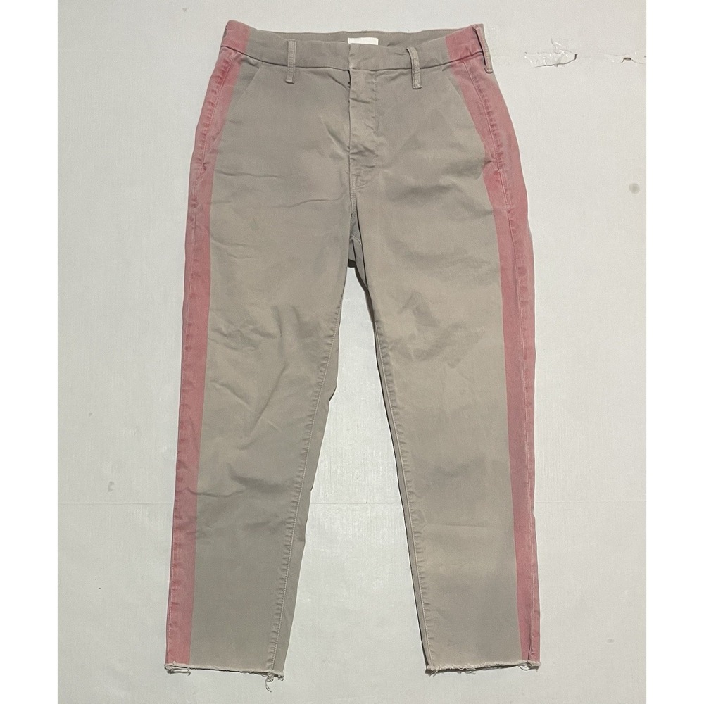 Mother Women 25 X 23 The Shaker Prep Ankle Fray Beige Pink Cropped USA Made Pant